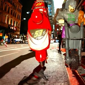 Old vintage collectible motorcycle riders from the '70s